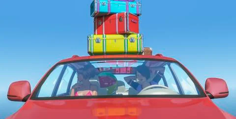 Driving car and road Stock Illustration