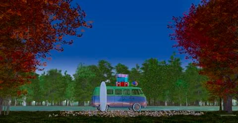 Driving car and road Stock Illustration