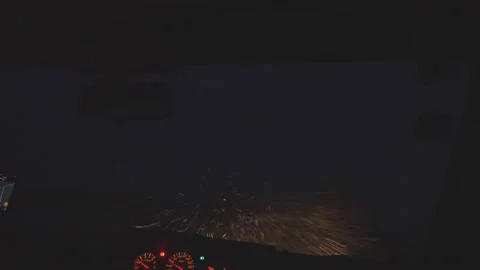 Driving Car In Blizzard, In Night Stock-Footage 170305912
