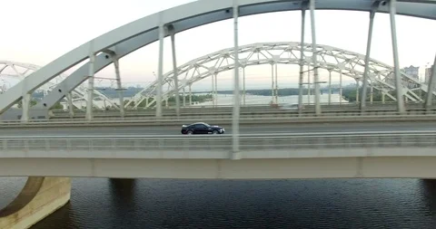 Driving car on the bridge Stock Footage 91070871