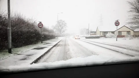 Driving a car in deep snow Stock-Footage 88515343