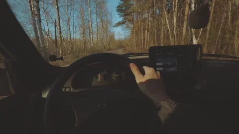 Driving a car, driving a car in the first person 스톡 동영상 332934299
