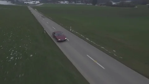 Driving Car Drone Shot Stock Footage 83445169