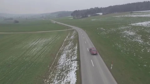 Driving Car Drone Shot Stock Footage 83445222