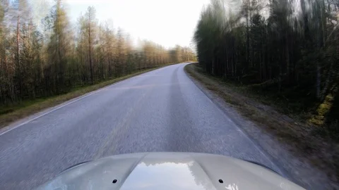 Driving car on forest road hyperlapse with motion blur effect Stock Footage 120135118