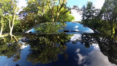 Driving Car Front View Windshield Sky Reflections Stock Footage 77278351