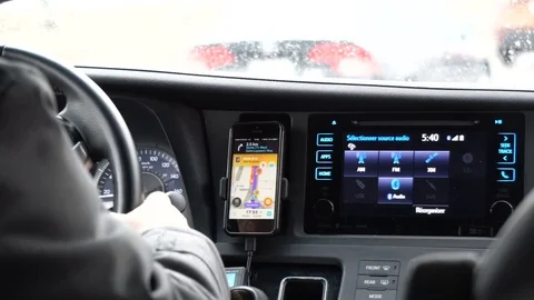 Driving Car With GPS Navigation Dashboard (Steady Shot) Stock Footage