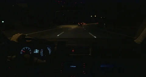 Driving car on a highway at night. 库存影片 101404030