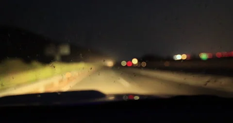 Driving car on highway at night Stock Footage 239239922