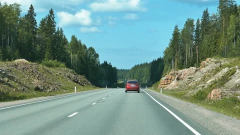 Driving car on a highway, point of view POV Stock Footage 103181893
