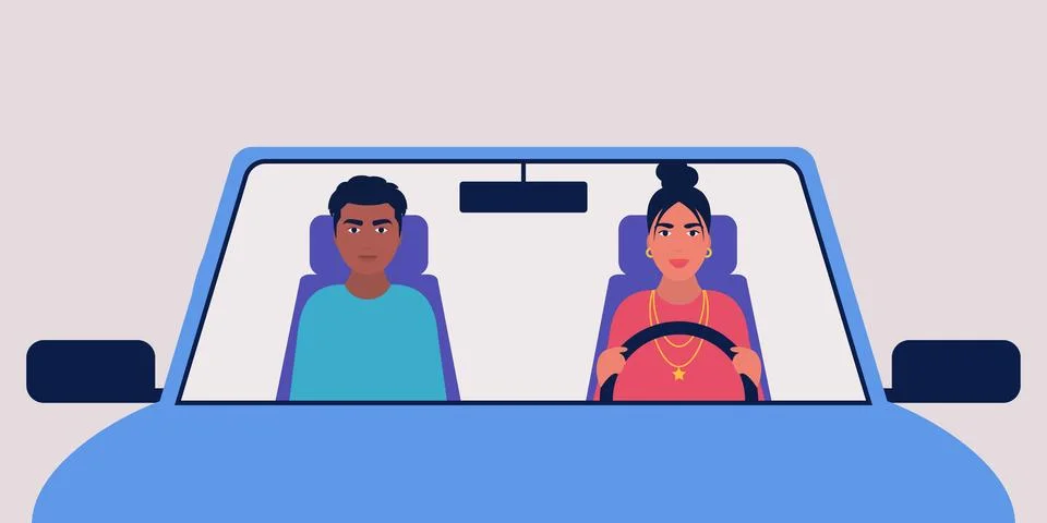 Driving a car Stock Illustration