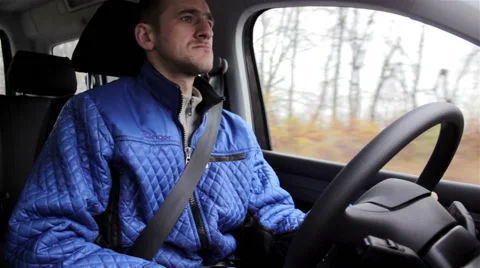 Driving the car man Stock Footage 56847123