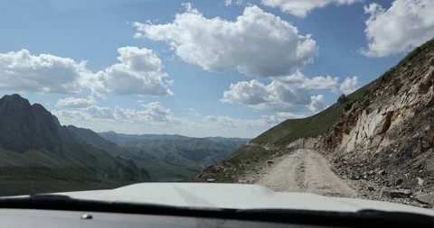 Driving car on mountain trail Stock Footage 158463334