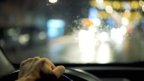 Driving a car at night Stock-Footage 88581007