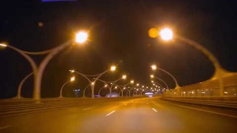 Driving by car at night Stock Footage 131173031