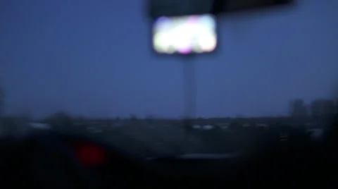 Driving in Car at Night, Winter Time 2 Stock Footage 31935635