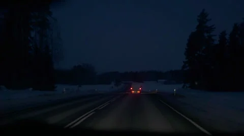 Driving in Car at Night, Winter Time Video stock 31935699