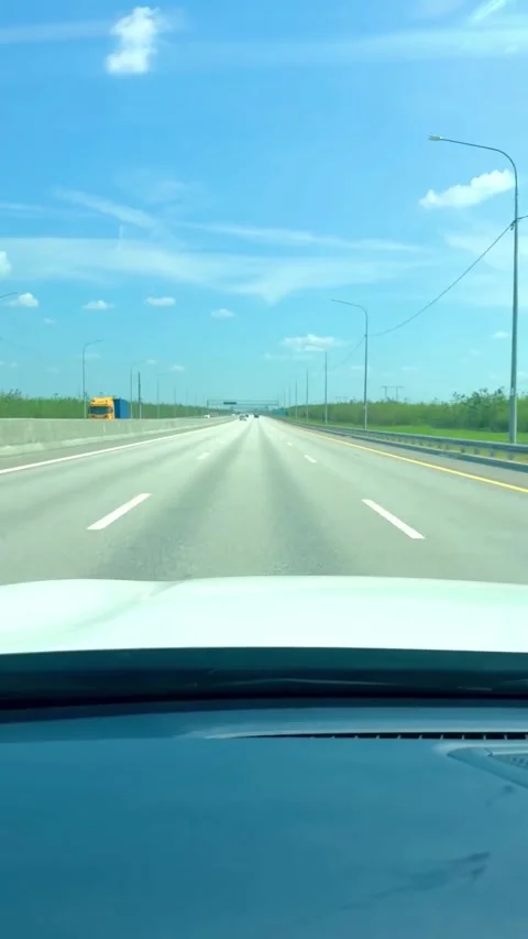 Driving Car on Open Highway Road Video stock 341132889