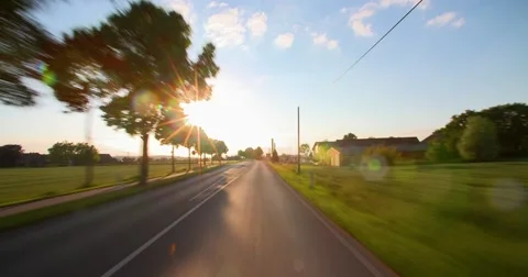 Driving a car - POV - Road at Sunset - Part 3 of 8 Stock Footage 51445435