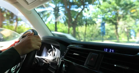 Driving car on the road Stock Footage 264257068