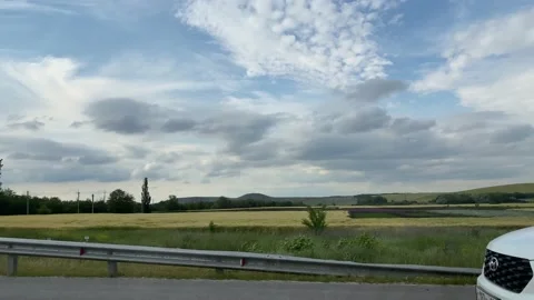Driving by car on the road. The natural landscape of the Crimea. Vidéo 155359727