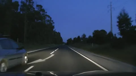 Driving car on road at night Stock Footage 20497595