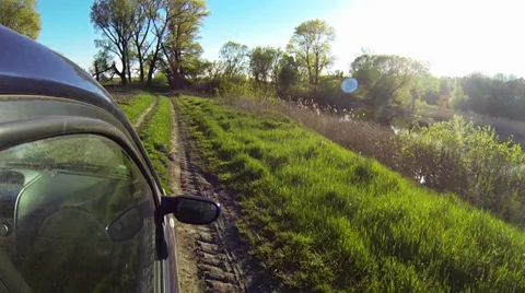 Driving a car rural scene. Stock Footage 37763933