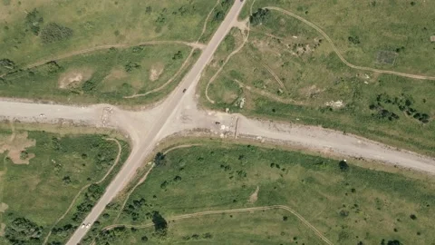 Driving a car, shooting from a drone Stock Footage 137884729