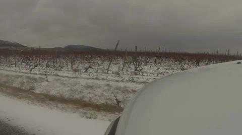 Driving car in snow Stock Footage 45892978