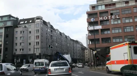 Driving car at streets of eastern  Berlin Stock Footage 40296744