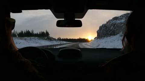 Driving car at Sunset on the freeway 스톡 동영상 60754565