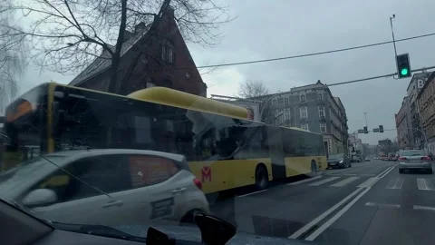 Driving a car through cloudy Katowice. time lapse Stock Footage 231557063