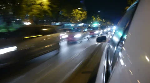 Driving a car time-lapse POV. Night. Side reference Hyperlapse Stock Footage 24774641