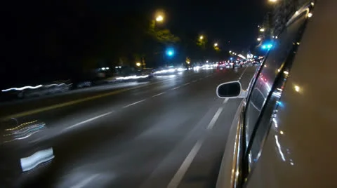Driving a car time-lapse POV. Night. Side reference Hyperlapse Video stock 24774845