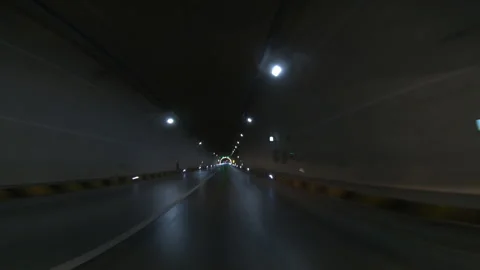 Driving car in a tunnel Stock Footage 139021118