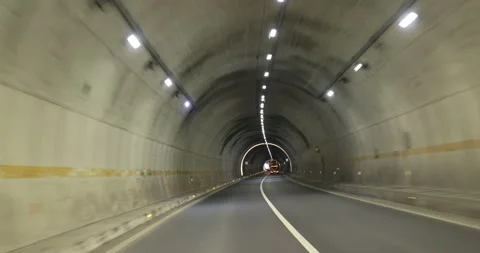 Driving car in a tunnel Stock Footage 158165737