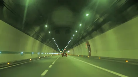 Driving car in a tunnel Stock Footage 162581338