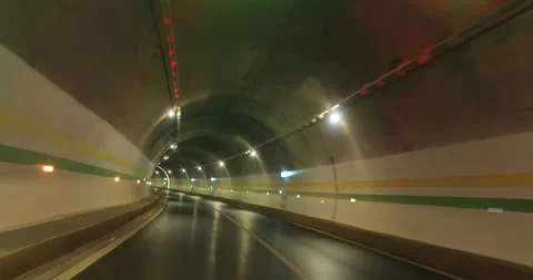 Driving car in a tunnel Stock Footage 246403358