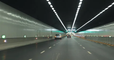 Driving car in a tunnel Stock-Footage 304660374