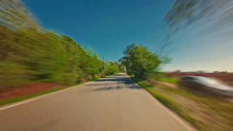 Driving a car very fast along the beautiful streets and place of France Stock Footage 313995998