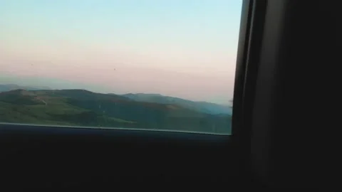 Driving car window view to nature mountains landscape on sunset in m. Sightse Vidéo 197988796