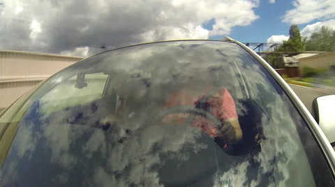Driving a car, windshield reflection. Timelapse. Stock Footage 39743030