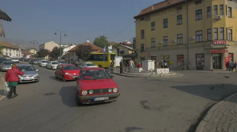 Driving cars near Hostel Sebil in Sarajevo Stock Footage 59794408