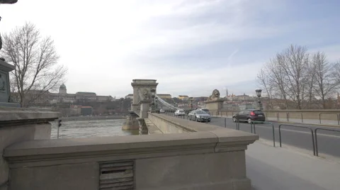 Driving on the Chain Bridge in Budapest Stock Footage 48899938