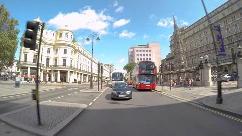 Driving by Charing Cross Station in Central London Stock Footage 117294063