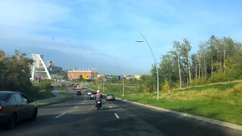 Driving city Edmonton Alberta Canada Sept 2019 Walterdale Bridge Stock Footage 116009948