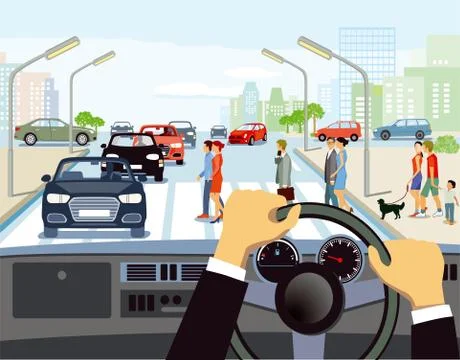 Driving in the city Illustrazione stock