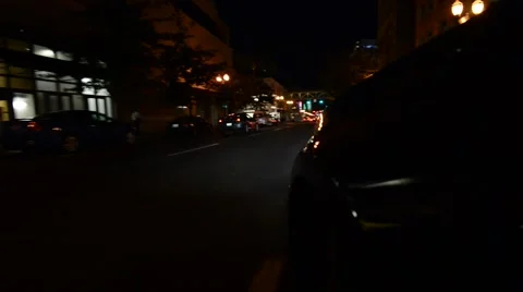 Driving in City at Night Stock Footage 68151903