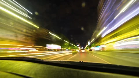 Driving in the City at Night Stock Footage 69061235