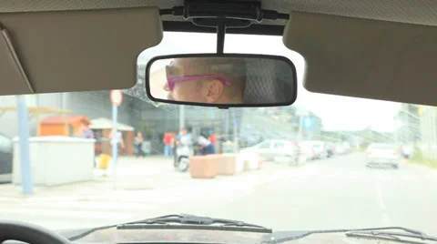 Driving in city - parking backwards Stock Footage 35804464